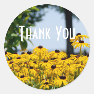Adesivo Redondo Flor Amarela Obrigado