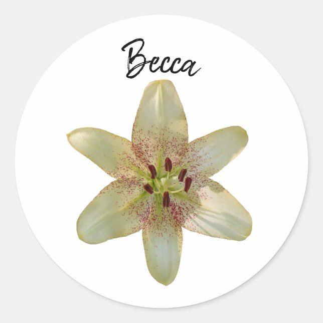 Adesivo Redondo Flor Amarelo Espetado com Flor Personalizado (Frente)