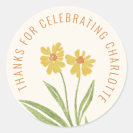 Adesivo Redondo Flor Amarelo Obrigado por Celebrar