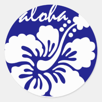 Adesivo Redondo flor azul do Havaí