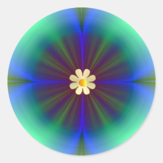 Adesivo Redondo Flor Azul-Verde Grande
