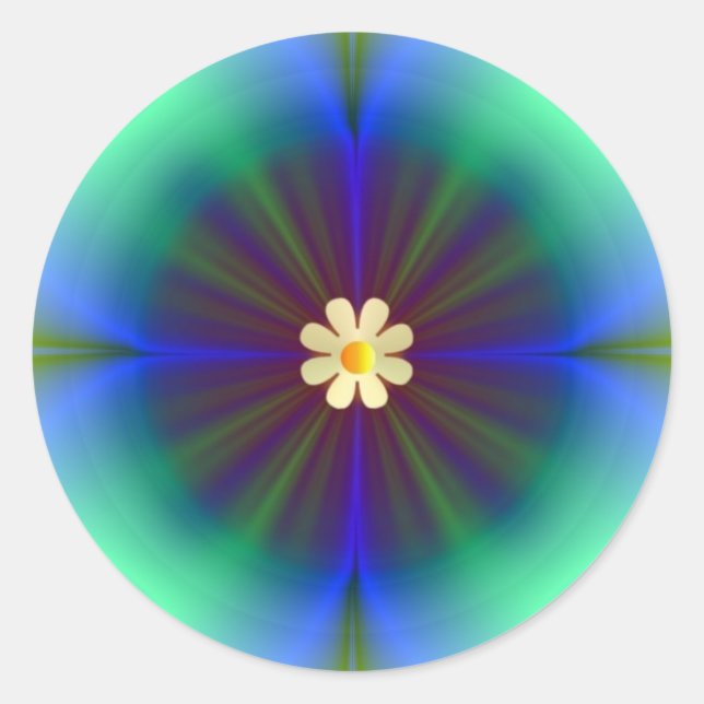 Adesivo Redondo Flor Azul-Verde Grande (Frente)