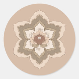 Adesivo Redondo Flor Baoxiang Chinesa em Bronze de outono