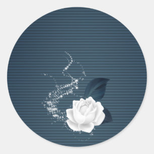Adesivo Redondo Flor branca e marinhos