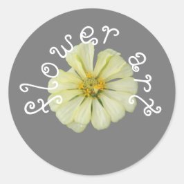 Adesivo Redondo Flor Branco de Arte Sticker