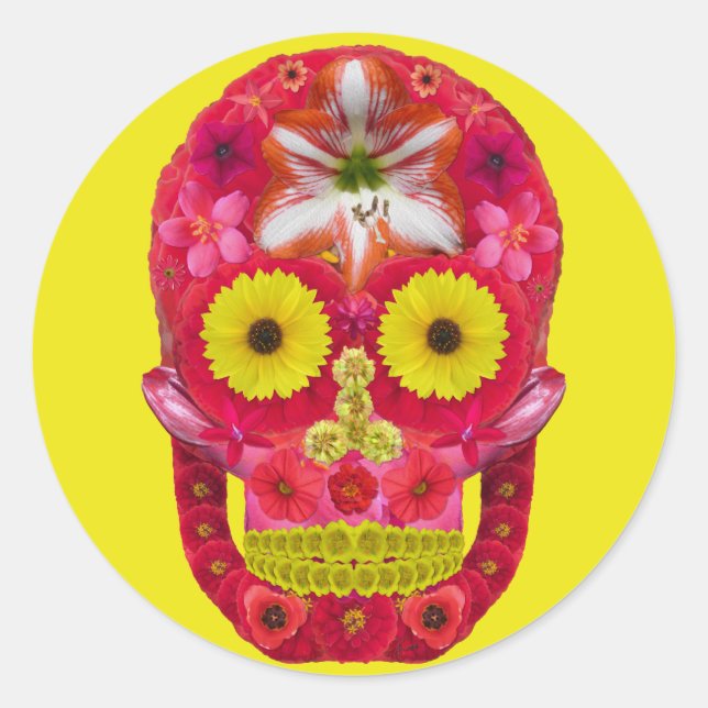 Adesivo Redondo Flor - Caveira 6 (Frente)