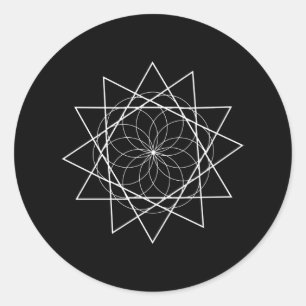 Adesivo Redondo Flor com triângulos geometria sagrada