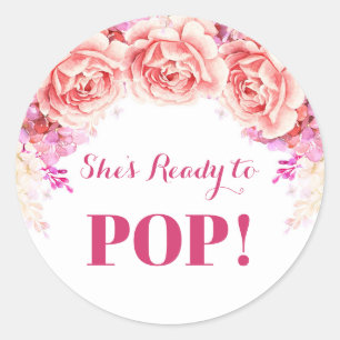 Adesivo Redondo Flor Cor-de-rosa branca pronto para Pop