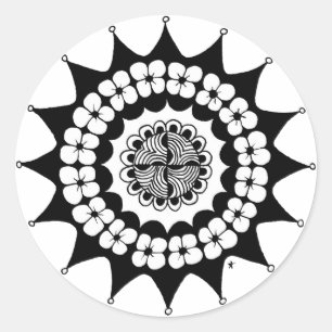 Adesivo Redondo Flor Coroa Zen Mandala