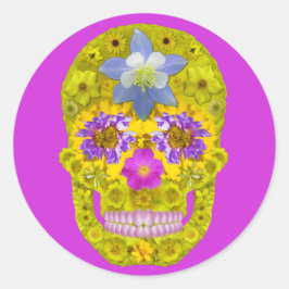 Adesivo Redondo Flor - Crânio 3