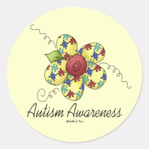 Adesivo Redondo Flor da consciência do autismo