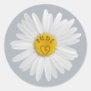Adesivo Redondo Flor da margarida para a tia Arte Personalização