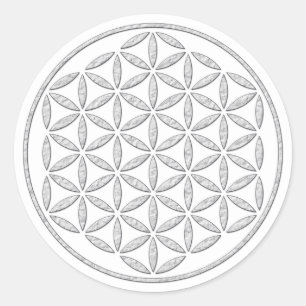 Adesivo Redondo Flor da Vida / Blume des Lebens - selo branco