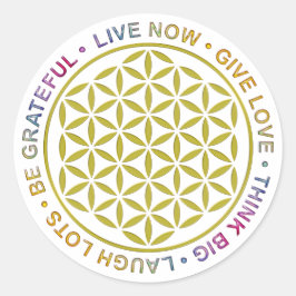 Adesivo Redondo Flor da Vida com Regras da Vida