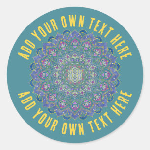 Adesivo Redondo Flor Da Vida - Estilo De Mandala Índia 1