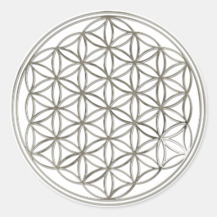 Adesivo Redondo Flor da vida, Flower Of Life  /silver big