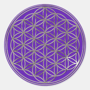 Adesivo Redondo /flor da vida, Flower Of Life   silver violet