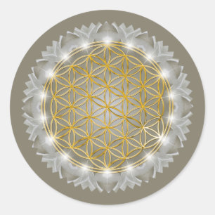 Adesivo Redondo FLOR DA VIDA - Geometria Sagrada Luz 1