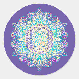 Adesivo Redondo Flor Da Vida - Índia Mandala 2