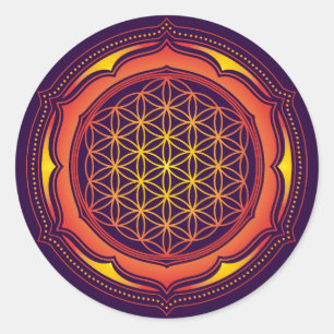 Adesivo Redondo Flor da vida, Lotus, Geometria Sagrada, Budismo
