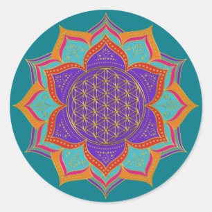 Adesivo Redondo Flor da vida - LOTUS ornaments o ouro mim