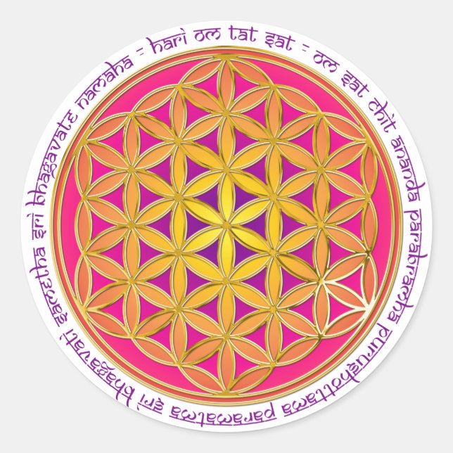 Adesivo Redondo Flor Da Vida / Moola Mantra (Frente)