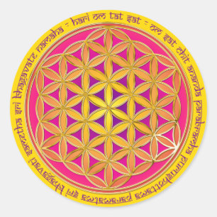 Adesivo Redondo Flor Da Vida / Moola Mantra amarelo