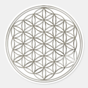 Adesivo Redondo FLOR DA VIDA - prata
