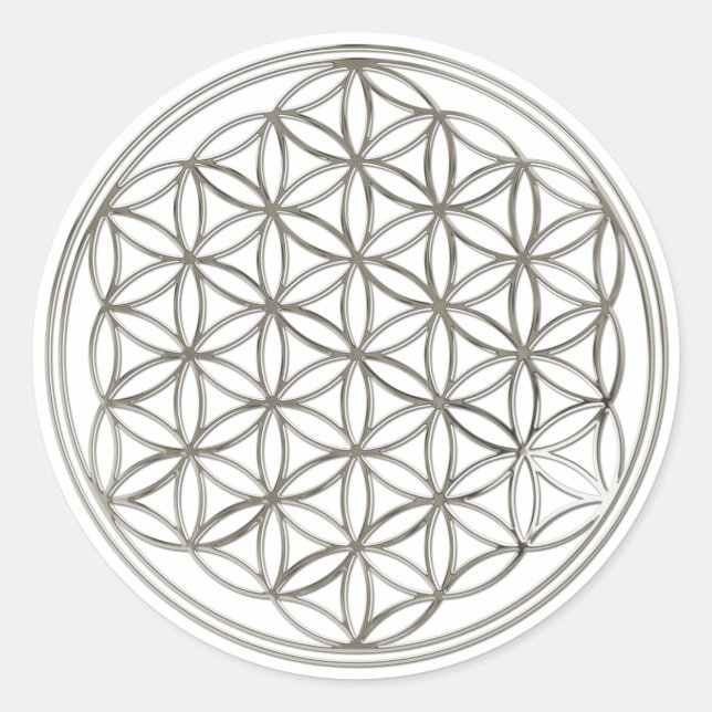 Adesivo Redondo FLOR DA VIDA - prata (Frente)