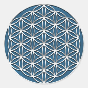 Adesivo Redondo Flor da vida prata - Flower of life -
