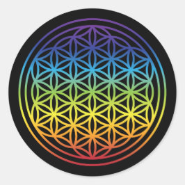 Adesivo Redondo Flor da Vida - Versão do Arco-íris