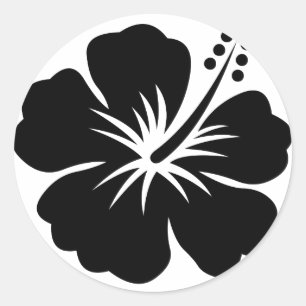 Adesivo Redondo Flor de áloha preta
