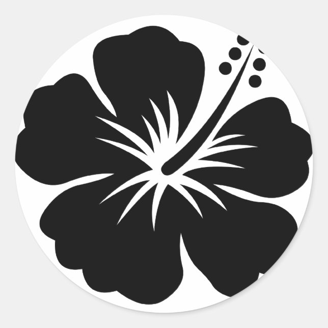 Adesivo Redondo Flor de áloha preta (Frente)