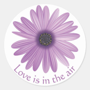 Adesivo Redondo Flor de Amor Roxo Lavanda Margarida