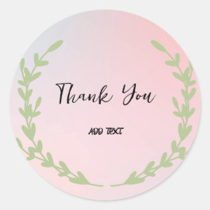 Adesivo Redondo Flor de aquarela gradiente elegante Obrigado Nome