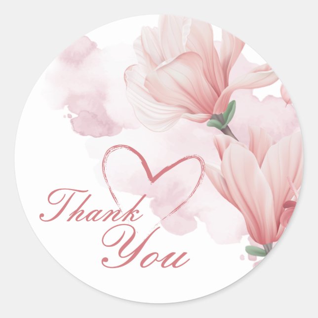 Adesivo Redondo Flor de aquarela romântica (Frente)