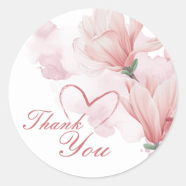 Adesivo Redondo Flor de aquarela romântica