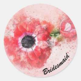 Adesivo Redondo Flor de Aquarela Rosa c/ Broto de Flor