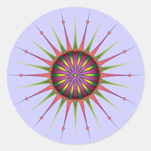 Adesivo Redondo Flor de Blacklight