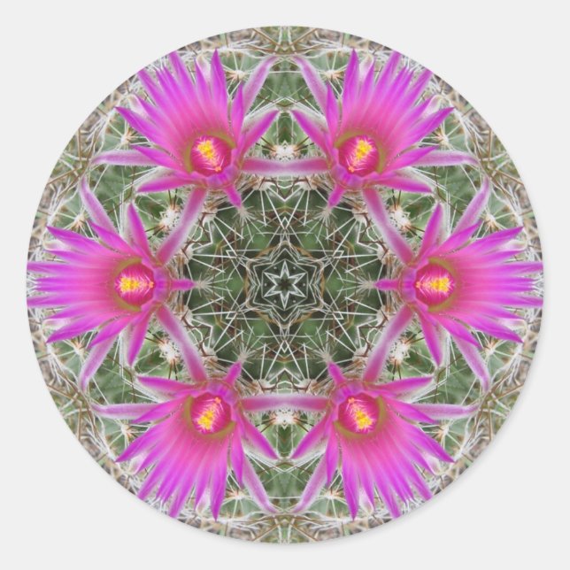 Adesivo Redondo Flor de Cactus Rosa (Frente)