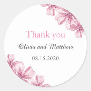 Adesivo Redondo Flor de cerejeira cor-de-rosa do primavera.