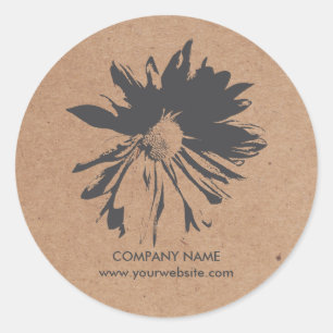 Adesivo Redondo Flor de Cinza Simples Elegante Florista de Papel K