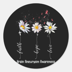 Adesivo Redondo Flor de Conscientização sobre Aneurisma Cerebral F