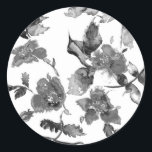 Adesivo Redondo Flor de cor branca escura e elegante<br><div class="desc">Flor de cor branca escura e elegante</div>