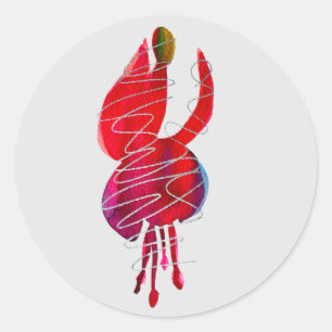 Adesivo Redondo Flor de cor d'água do Fuchsia abstrato