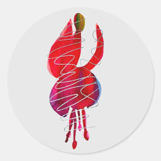 Adesivo Redondo Flor de cor d'água do Fuchsia abstrato (Frente)