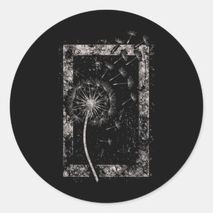 Adesivo Redondo Flor de Dente-de-Leão Grunge Alt Alternativo Goth