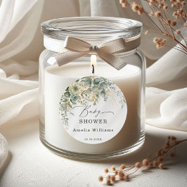 Adesivo Redondo Flor de Eucalipto Botânico Aquarela Verde Dourado