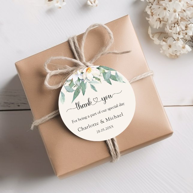 Adesivo Redondo Flor de eucalipto simples e elegante (Criador carregado)