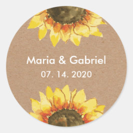 Adesivo Redondo Flor de girassol simples na moda. Personalizado